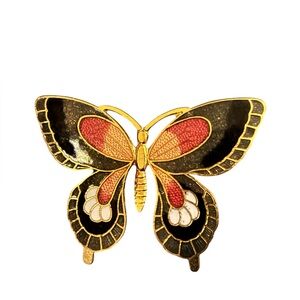 Vintage Cloisonne Elegant Butterfly Brooch 1.5 inches